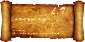 Lemberger Timur névjegykártya